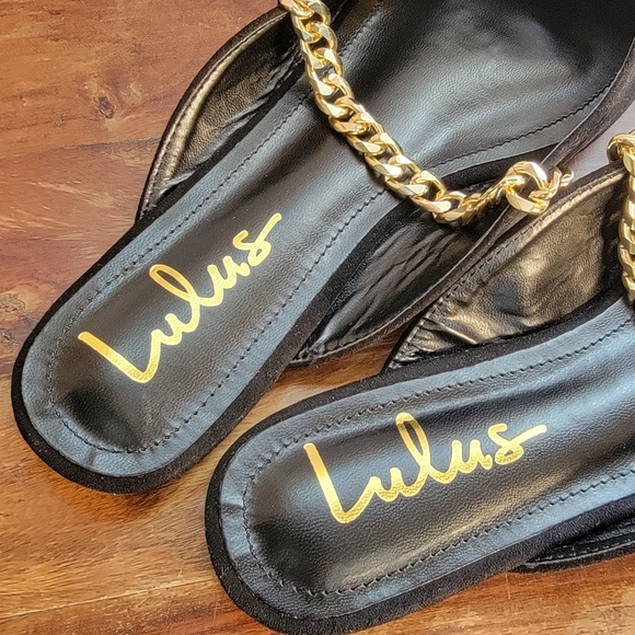 LULU'S Lavareta Black Suede Chain Pointed-Toe Loafer Slides 8.5 - Picture 4 of 14